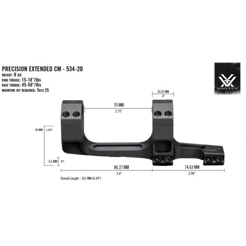 Montaż Vortex Precision Extended 34 mm 20 MOA 186-226 SKLEP BAZANT.JPG